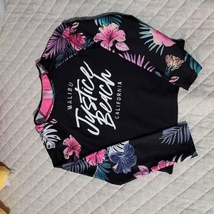 JUSTICE Girl Rash Guard Long Sleeve size 10